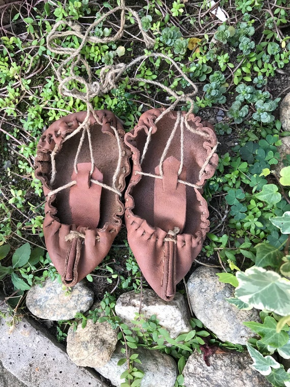 Vintage Folk Leather Sandals antique Handmade Bulgarian Folk Shoe