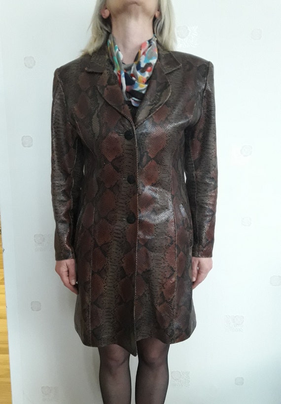 Vintage women clothing -snakeskin leather top coat
