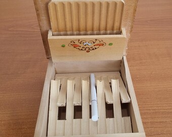 ヴィンテージ木製タバコ箱 - ヴィンテージタバコケース - ハンドメイド