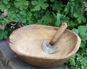Vintage handgeschnitzte antike Holzschale - Primitive Küchendekoration, Sammlerstück
