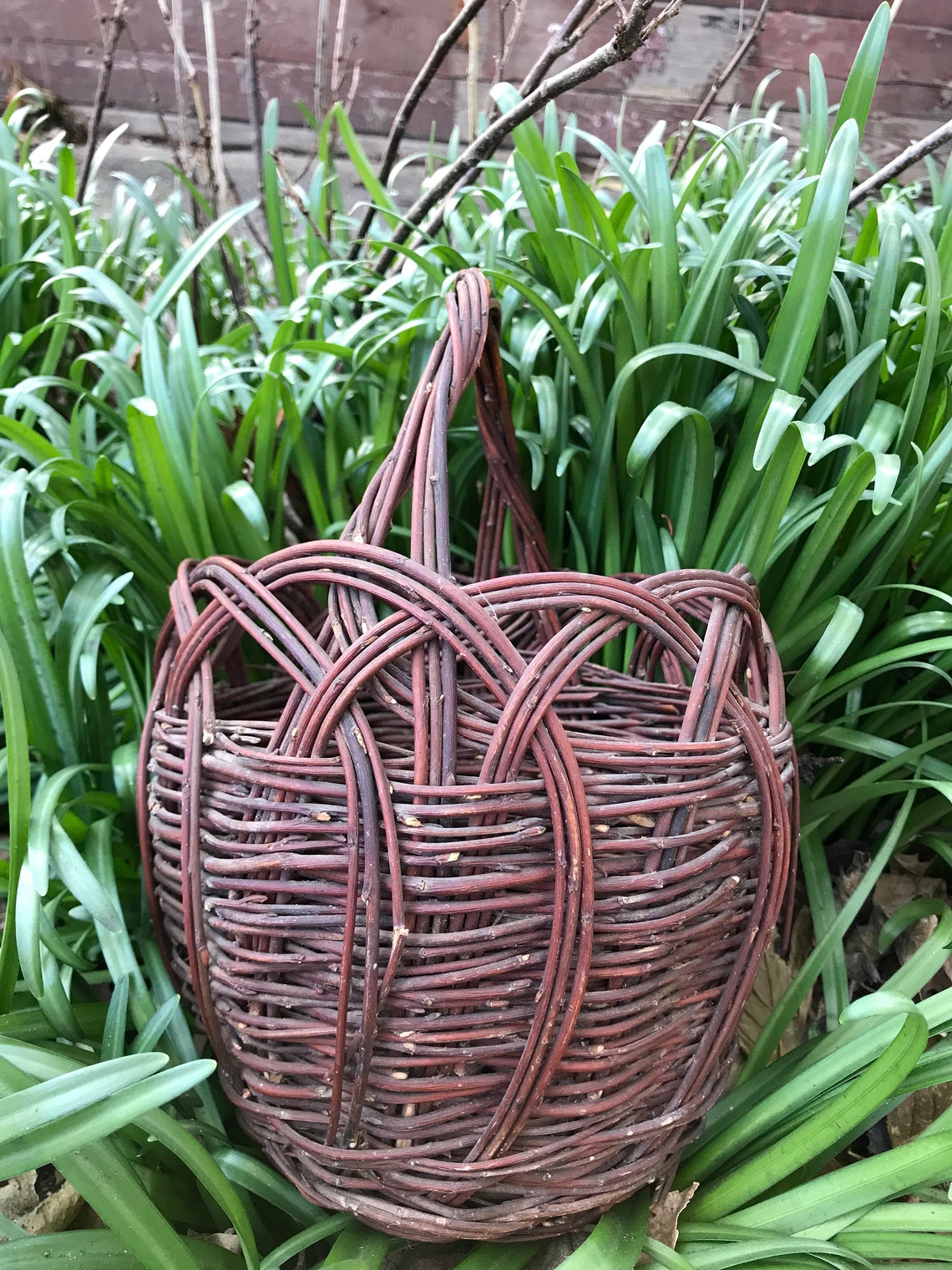 Vintage Basket With Handle handmade Basket rustic Primitive Etsy