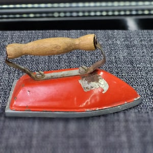 Vintage toy iron - children toy iron - child&#39;s red play Iron
