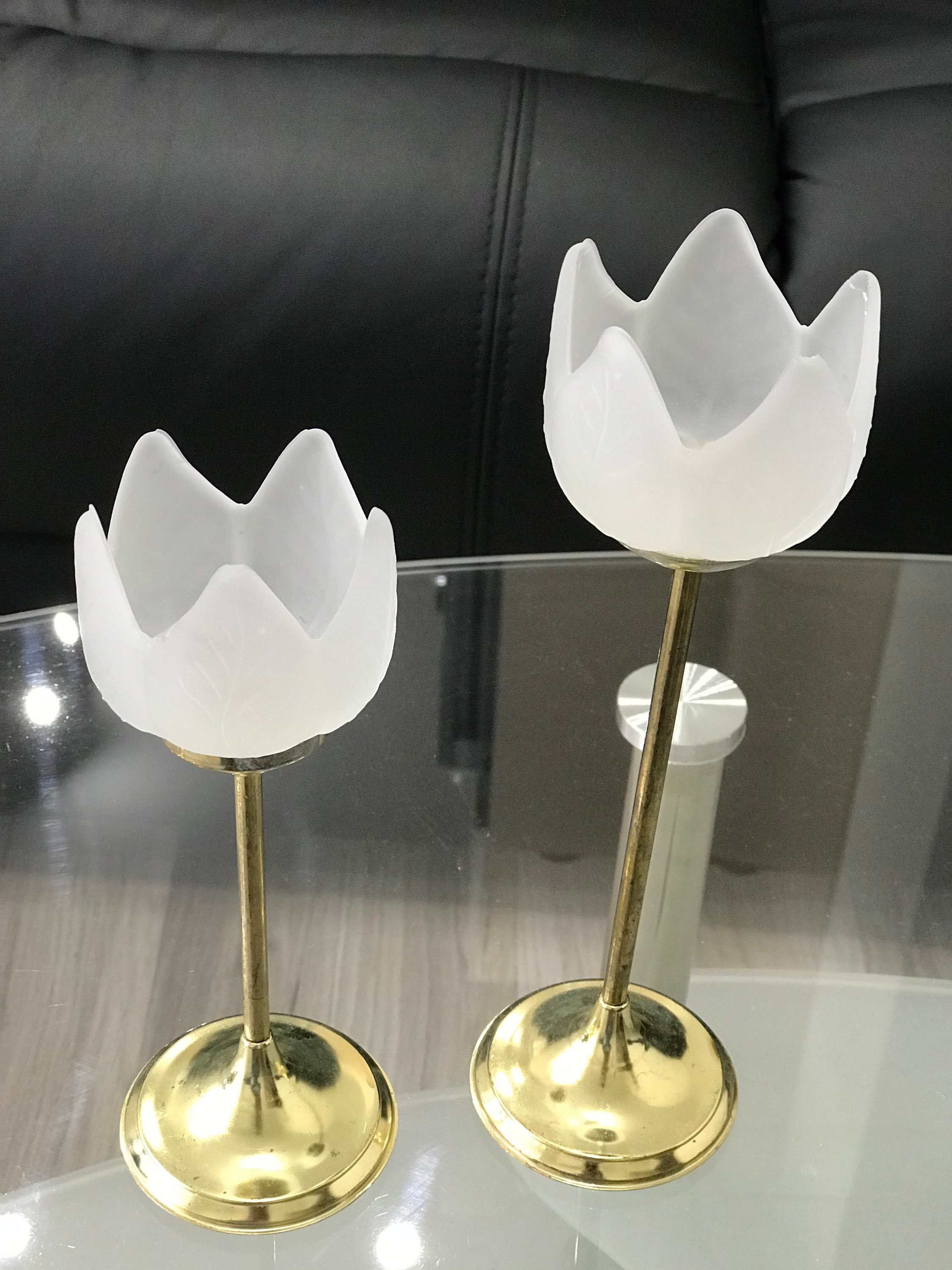 Vintage Glass Tulip Candle Holder frosted Glass Candle Holder Etsy