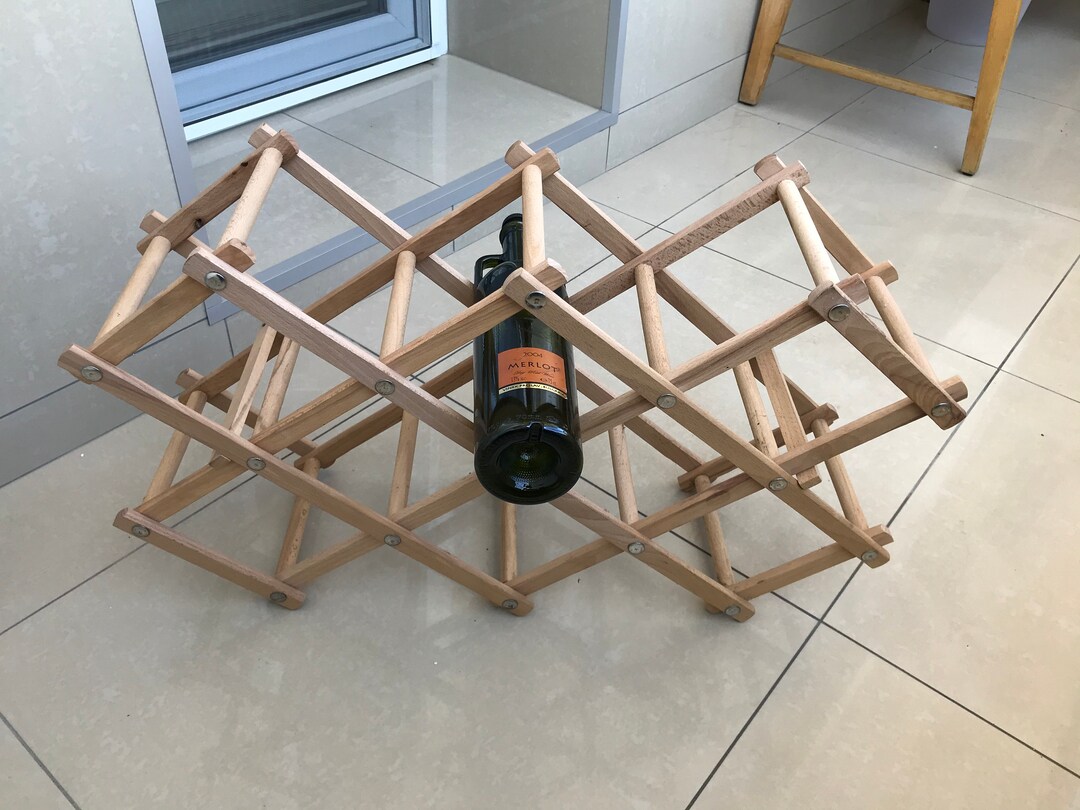 Vintage Wooden Accordion Wine Rack folding Wine Rack wine Etsy