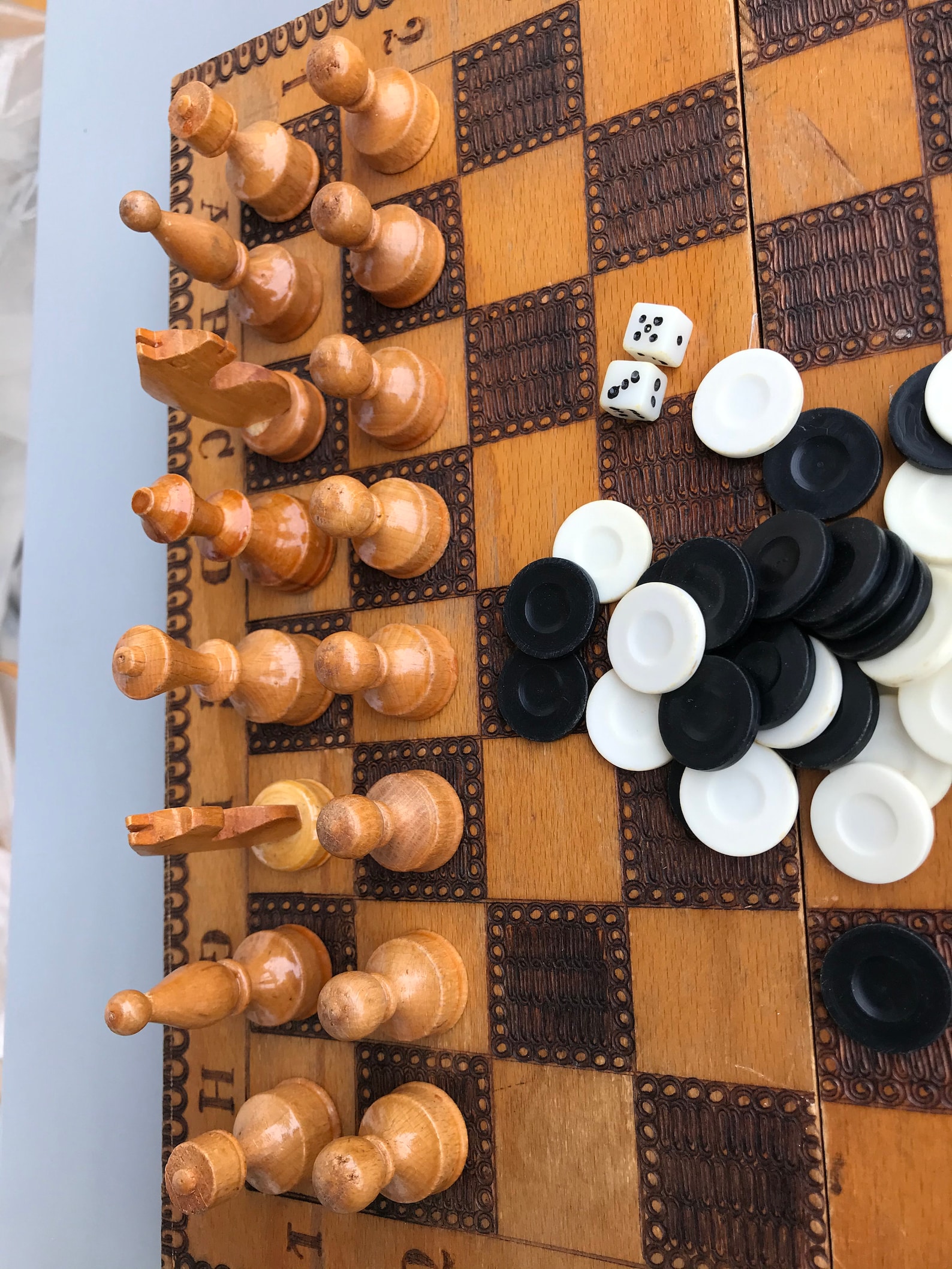 Vintage Medium Chess Set and Backgammon 80s -travel Wood Chess -chess ...