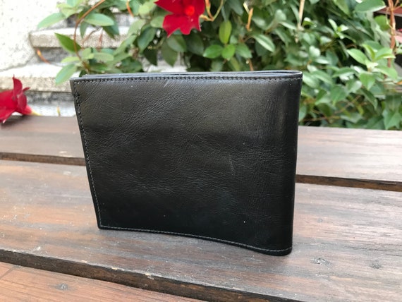 Vintage black leather men's wallet - genuine leat… - image 4