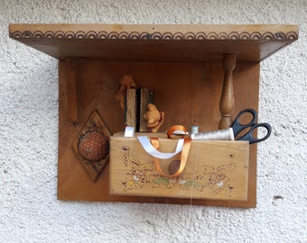 Estantería de pared de madera vintage – Organizador de cajones colgante, decoración rústica