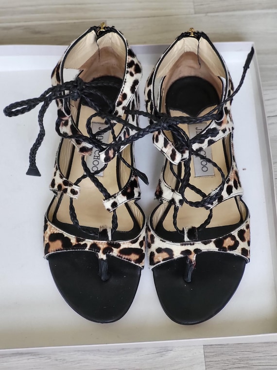 ★人気★JIMMY CHOO★leopard-print sandals Leo | Leopard-Print Grosgrain Sandal | JIMMY CHOO