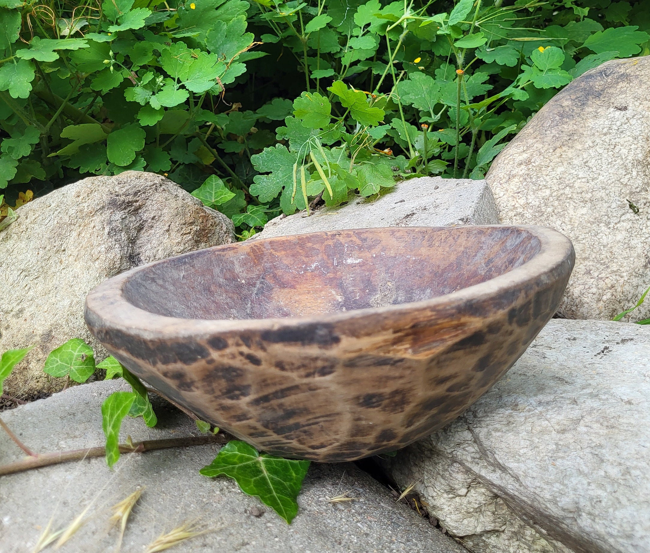 ヴィンテージボウル - パンをこねるためのアンティークな手彫りの