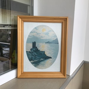 Vintage tapestry - Viller's tapestry the Castle of If - framed tapestry - Vintage needlepoint tapestry - wall hanging - finished needlepoint