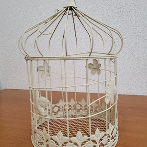 Vintage bird cage -metal birdcage -wedding decoration -garden décor -decorative white bird cage