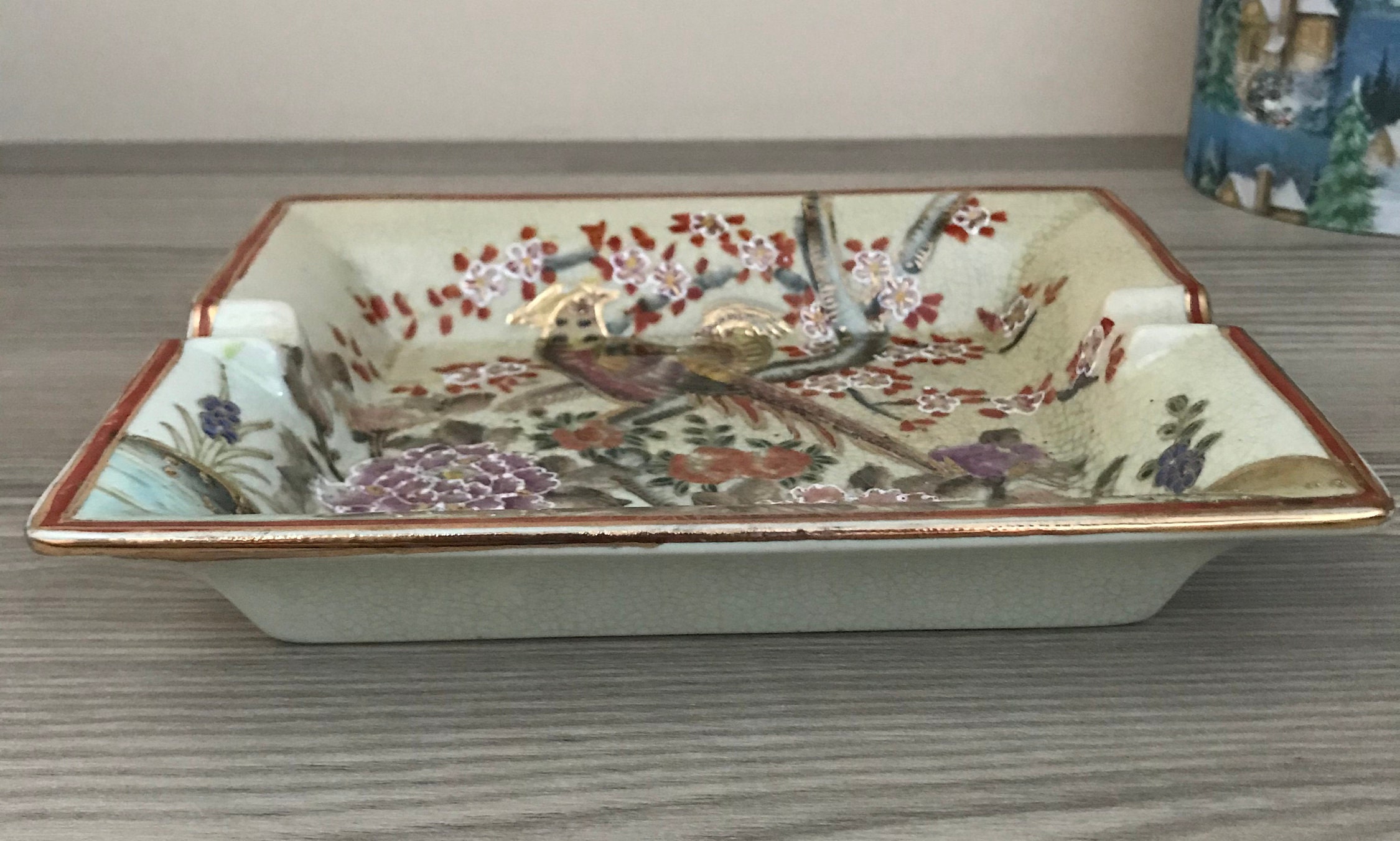 Vintage Ashtray Chinese Ashtray Floral Decoration Ashtray Etsy
