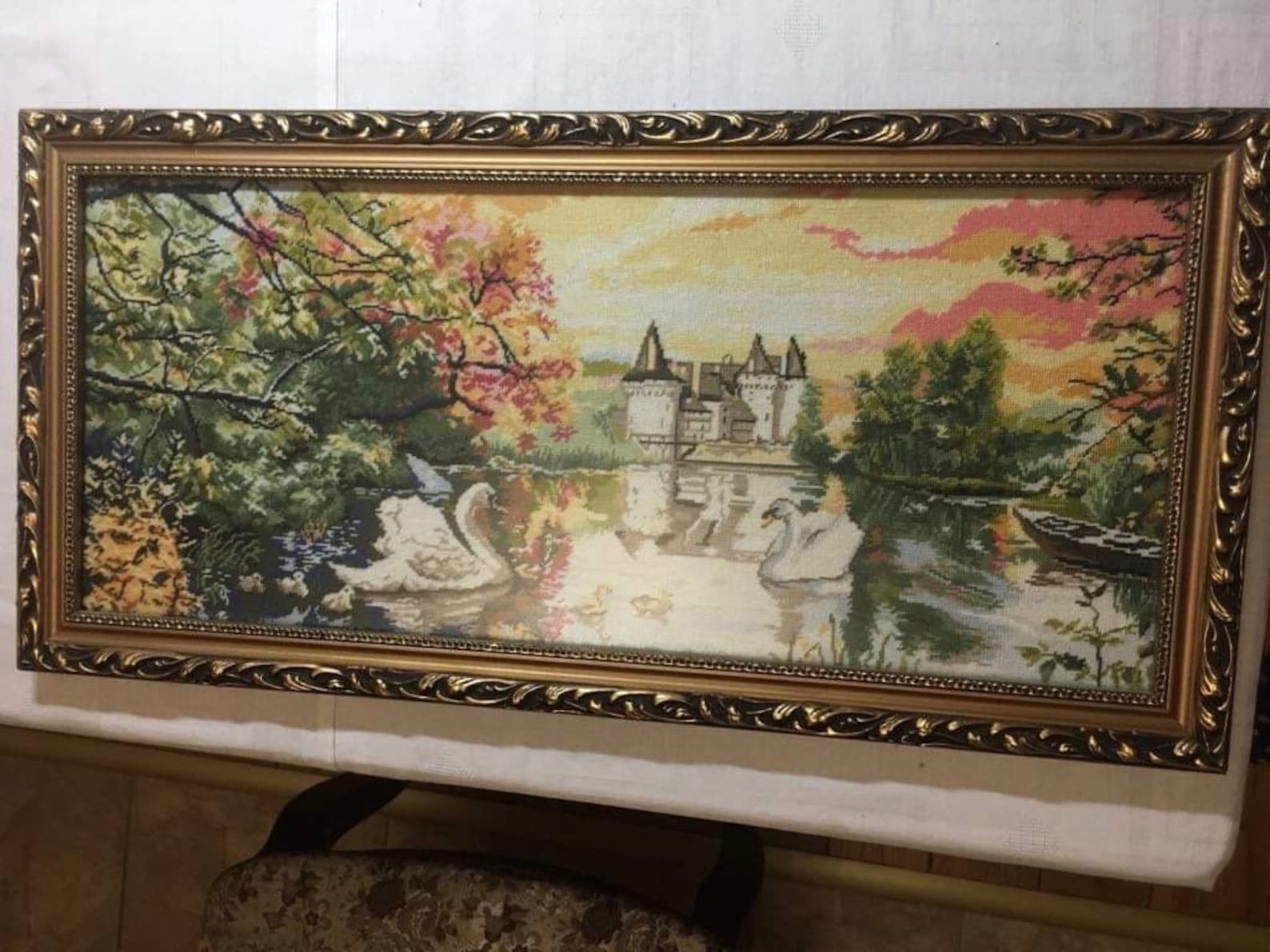 Vintage Tapestry Framed Tapestry Needlepoint Tapestry landscape