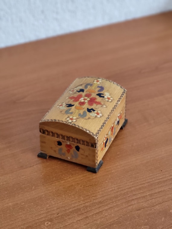 Vintage wooden  box- handmade -jewelry storage box - trinket box- ring box- keepsake box - old wooden box- home decor