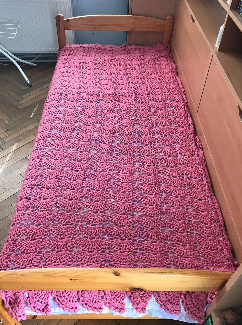 Vintage Hand Crocheted Bedspread crocheted Coverlet hand Etsy