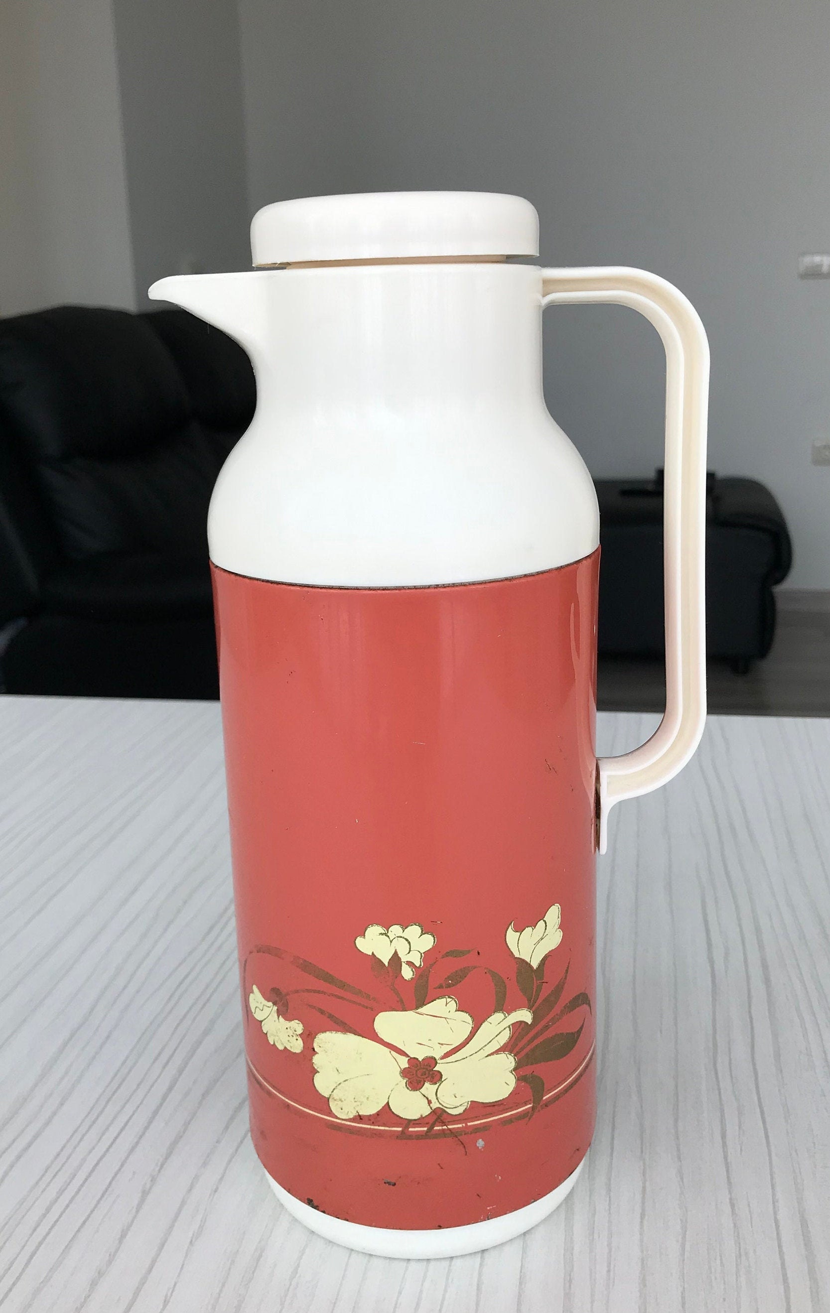 Vintage Thermos Retro Thermos in Red and White Old Thermos Etsy