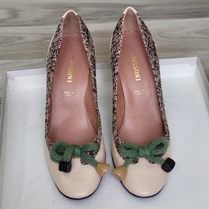 Vintage MISSONI Italy high heels shoes size 37 - elegant leather and fabric shoes - stilettos charms