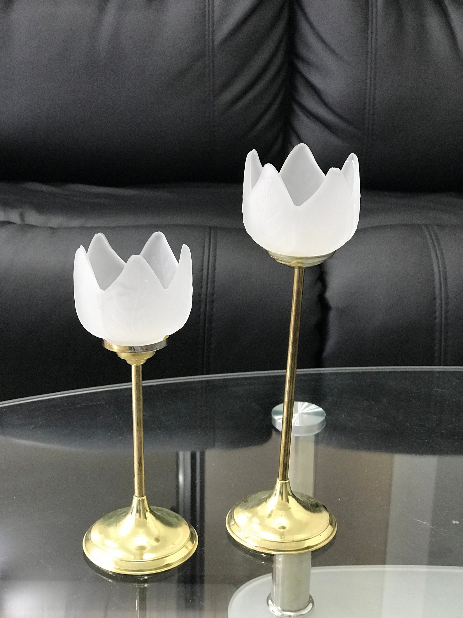 Vintage Glass Tulip Candle Holder frosted Glass Candle Holder Etsy