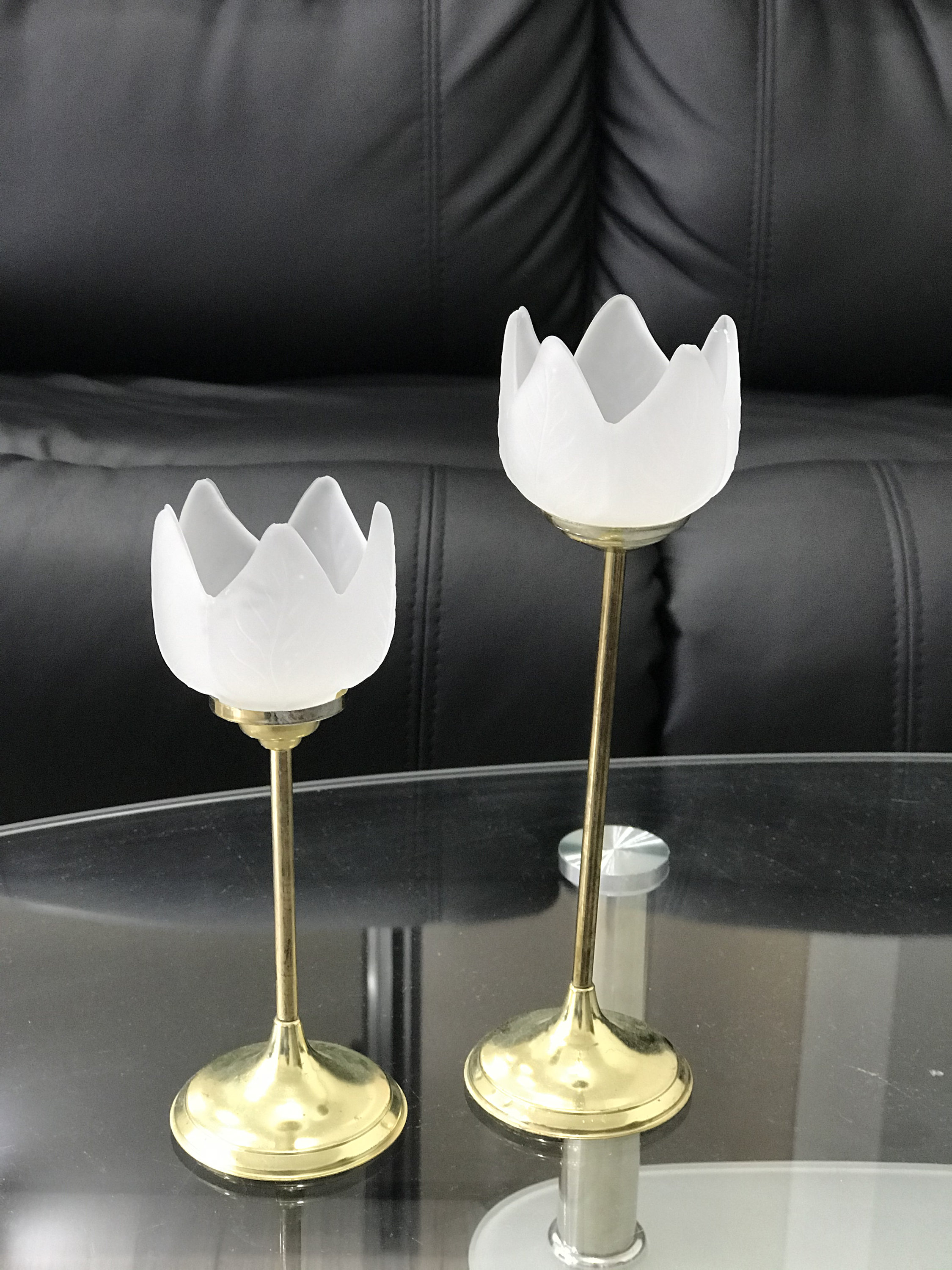 Vintage Glass Tulip Candle Holder frosted Glass Candle Holder Etsy