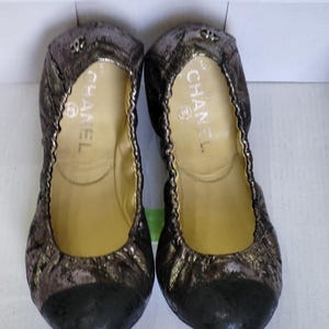 Vintage Chanel leather ballet flats - designer pumps - made in Italy size 38.5 -ballet flats womens