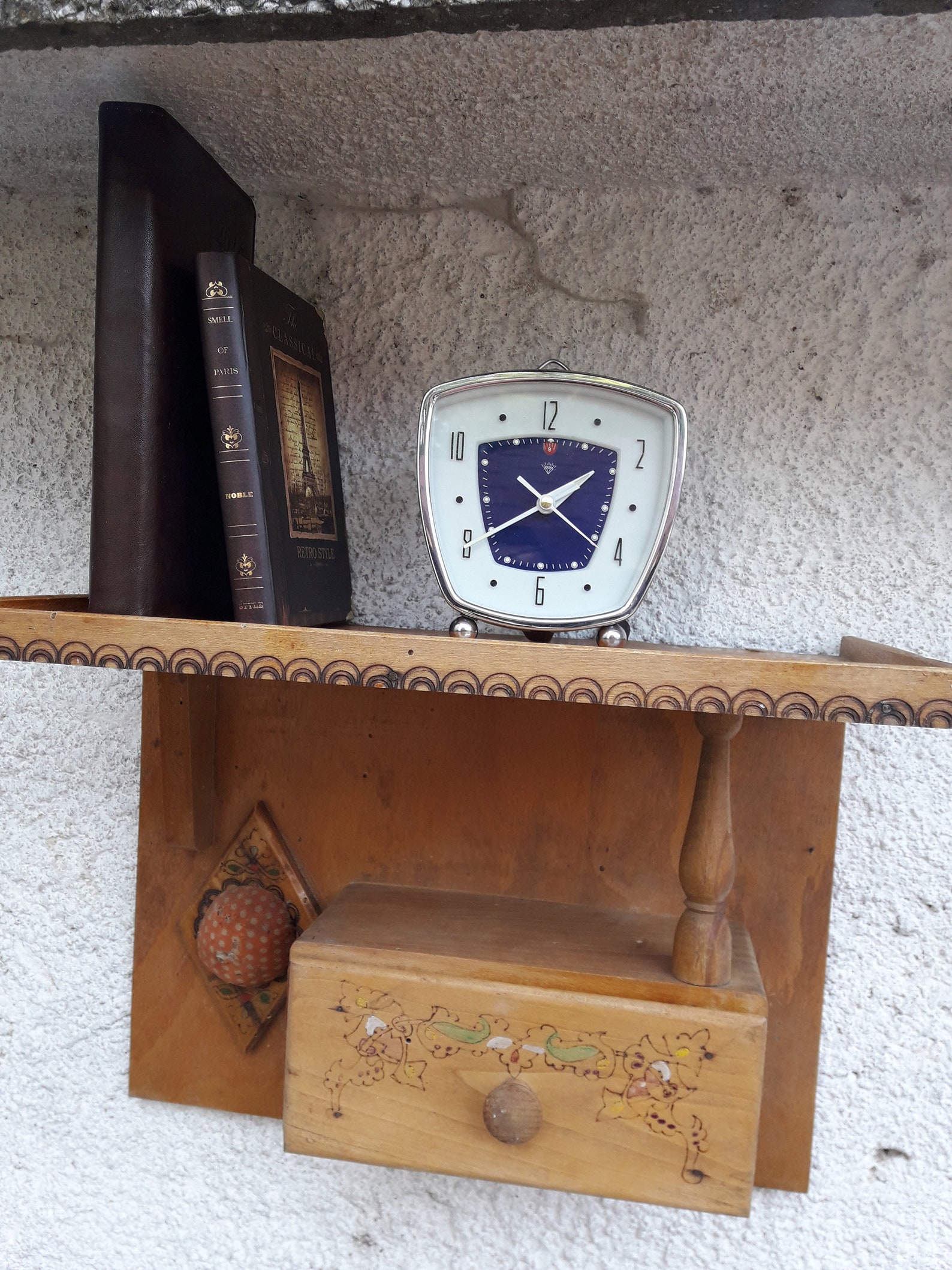 Vintage Wall Hanging Wooden Drawer Pincushion and Shelveswall Etsy