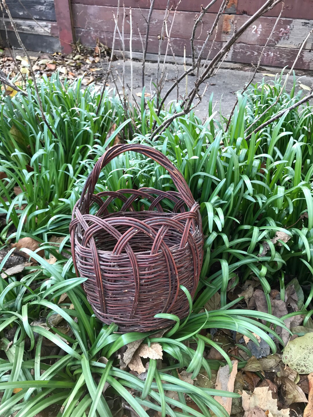 Vintage Basket With Handle handmade Basket rustic Primitive Etsy