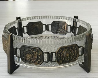 Vintage Glas Bonboniere mit einem Metall Rahmen