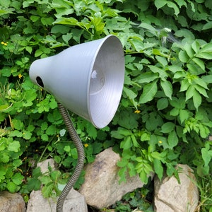 Vintage industrial enamel lamp -grey enamel lamp -industrial lighting - standing lamp -old enamel light lamp
