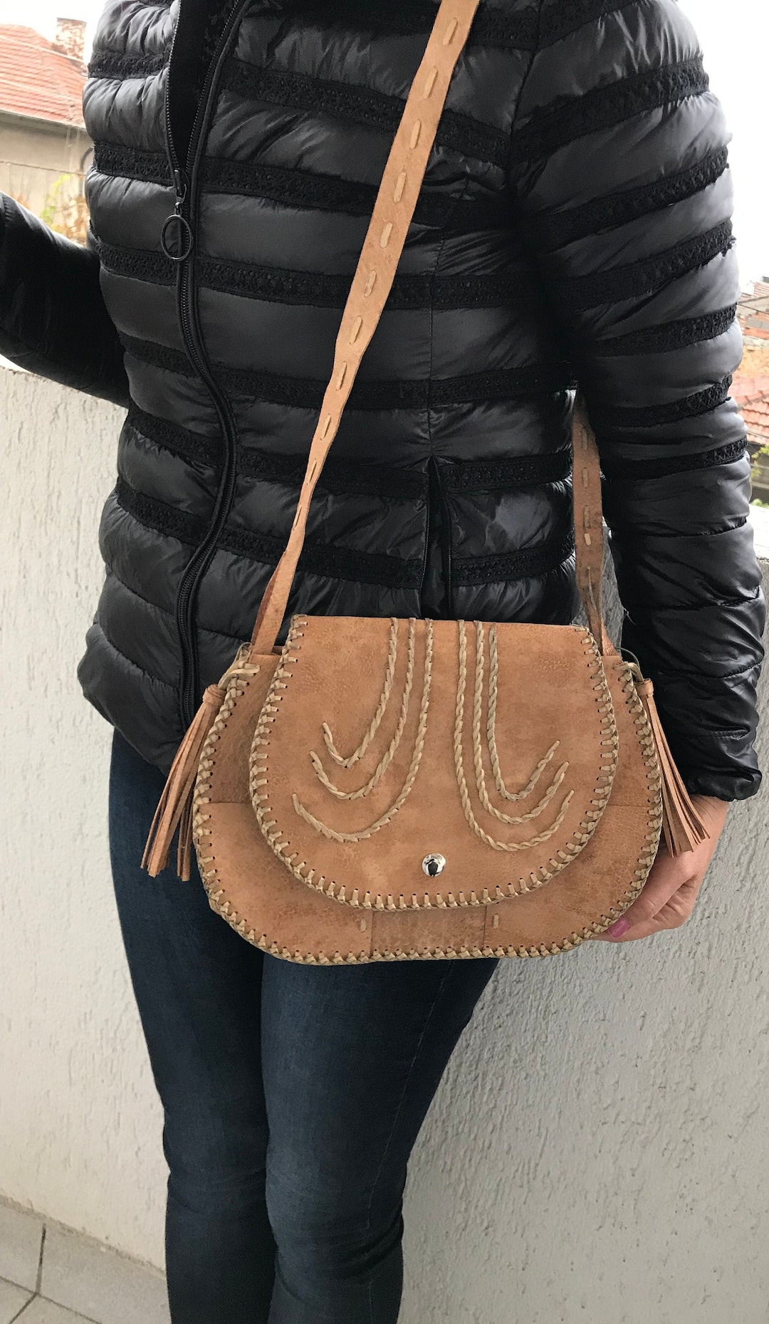 Women's Shoulder Bag Brown One Size Leather Retro Style
