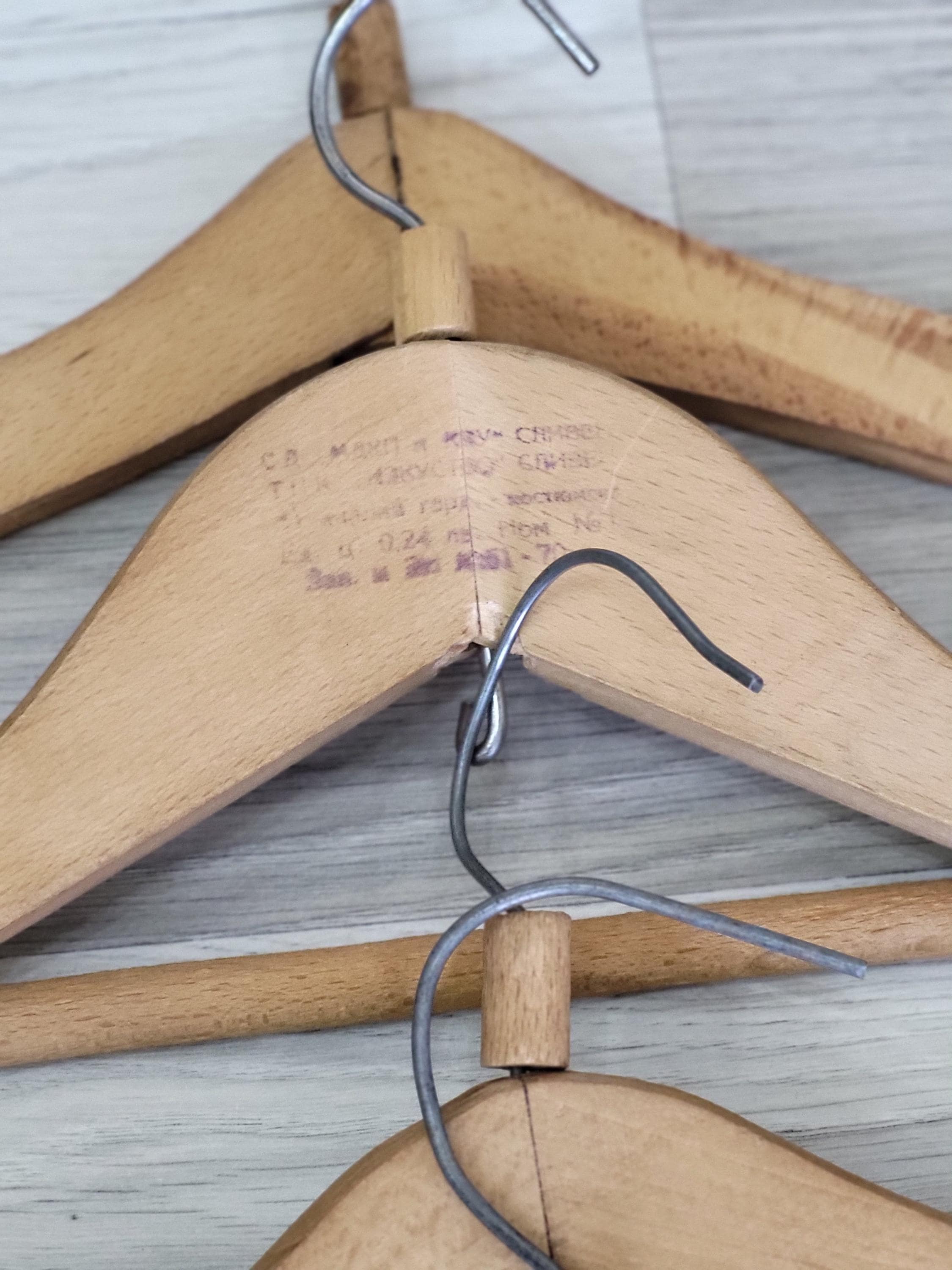 Vintage Wooden Clothes Hangers - Retro Closet Organizers, Set of 5