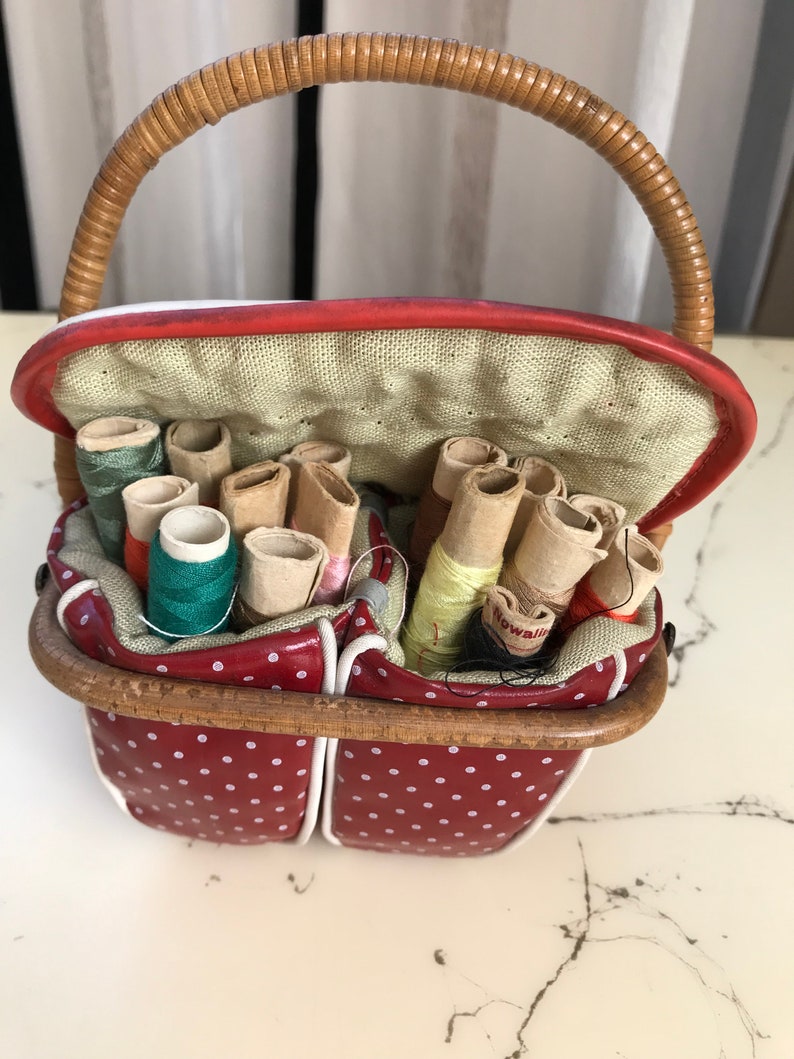 Small Vintage Sewing Basketvintage Sewing Storage Boxbasket Box With Lid for Sewing Threads