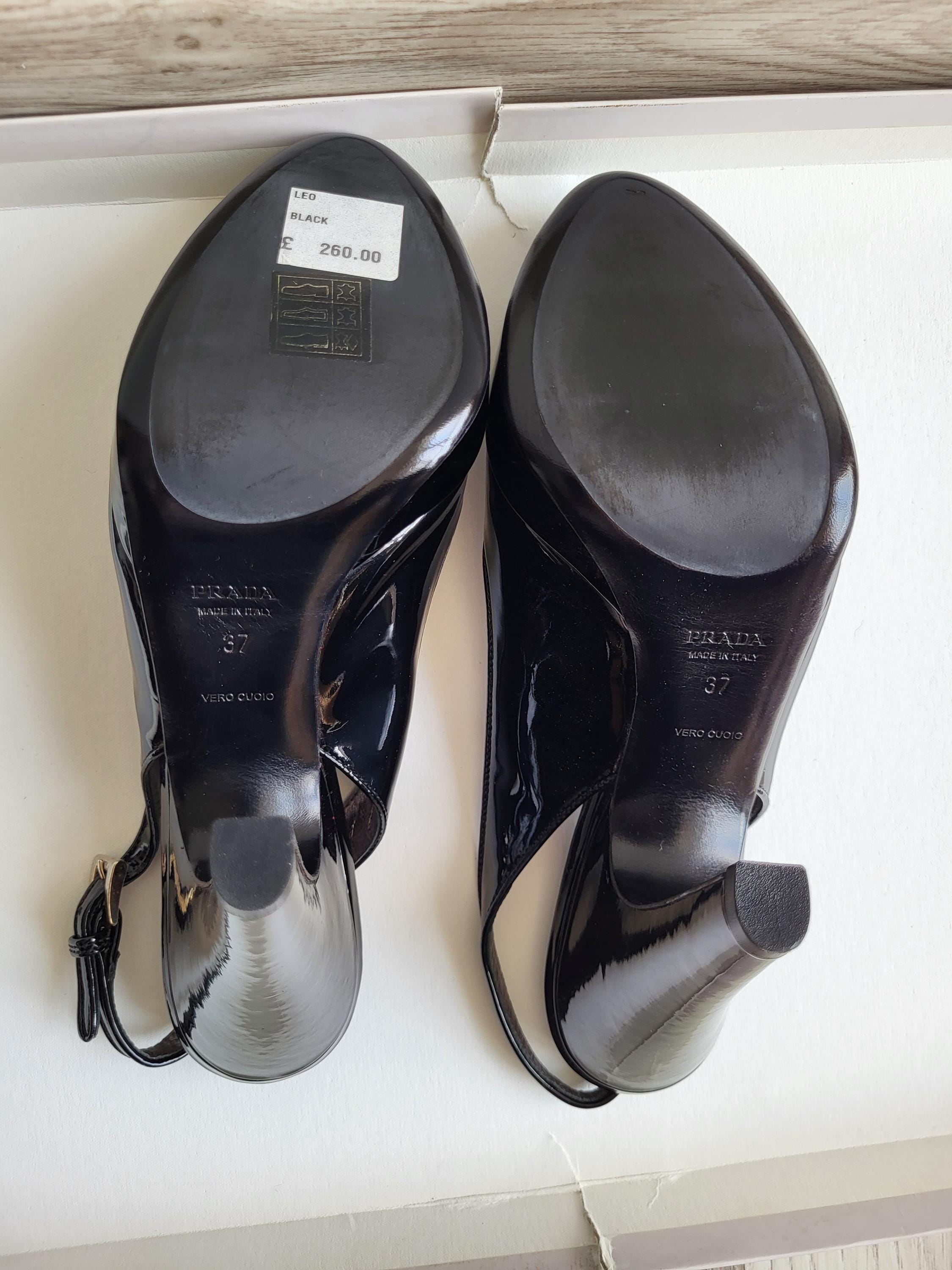 PRADA Black Patent Leather Vero Cuoio 37 1/2 Excellent Prada Vero Cuoio Square Toe Box Heels, Black | Mercari main image 4