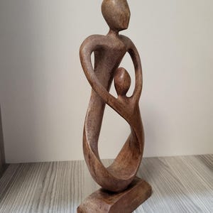 Vintage figurine the lovers - hand carved wooden figure of man woman - couple sculpture - romantic hugging