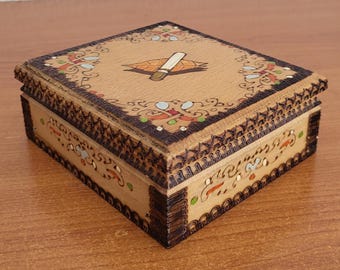 ヴィンテージ木製タバコ箱 - ヴィンテージタバコケース - ハンドメイド
