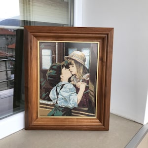 Vintage tapestry -framed tapestry - Vintage needlepoint tapestry - DMC -wall hanging -wall decoration -finished needlepoint