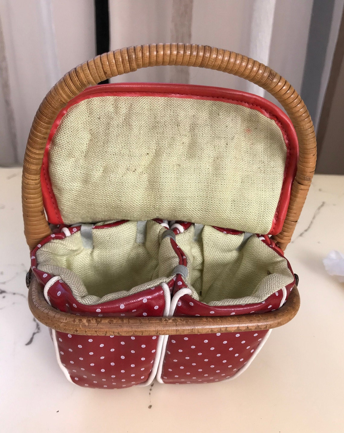 Small Vintage Sewing Basketvintage Sewing Storage Boxbasket Box With Lid for Sewing Threads
