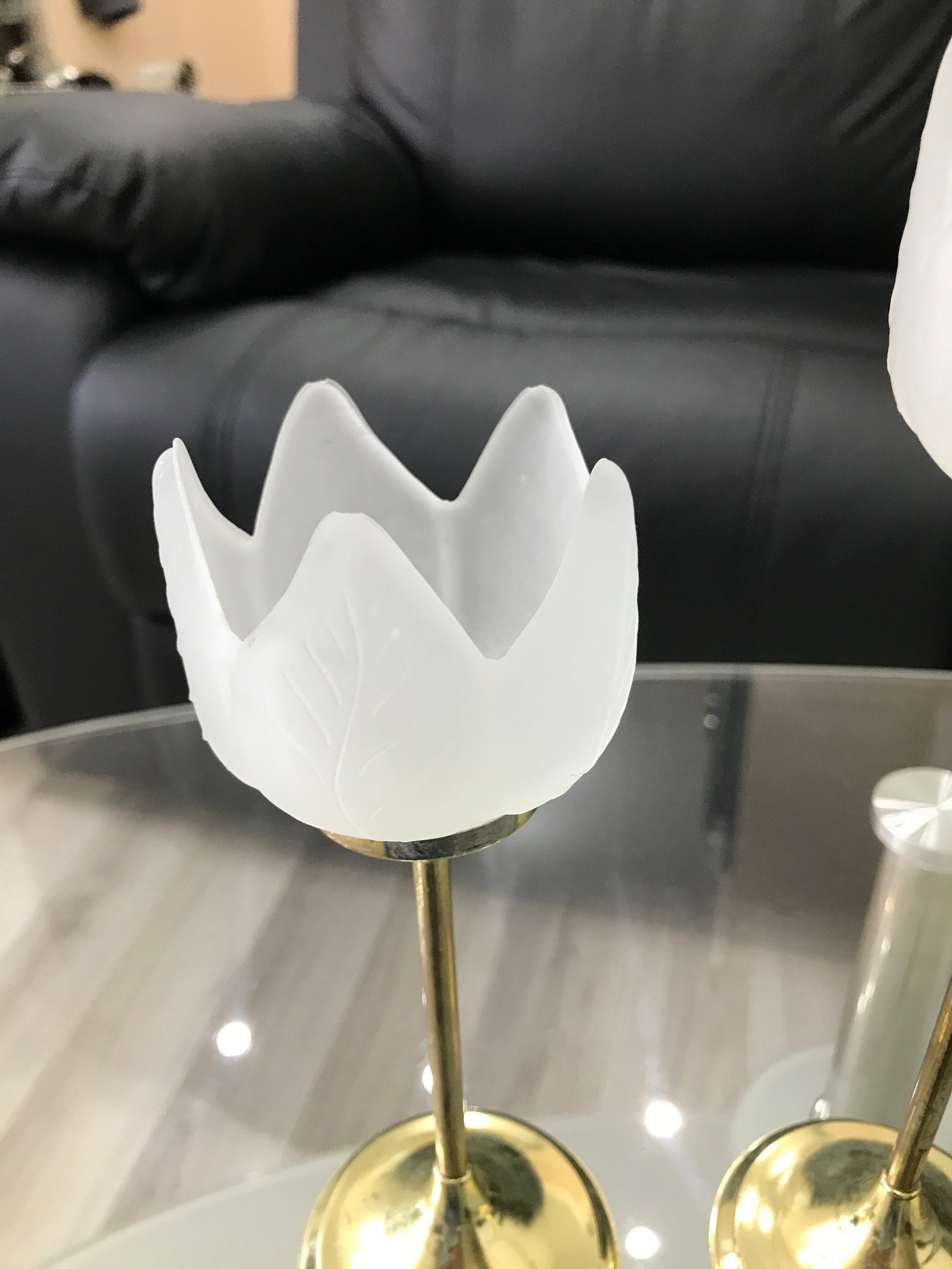 Vintage Glass Tulip Candle Holder frosted Glass Candle Holder Etsy