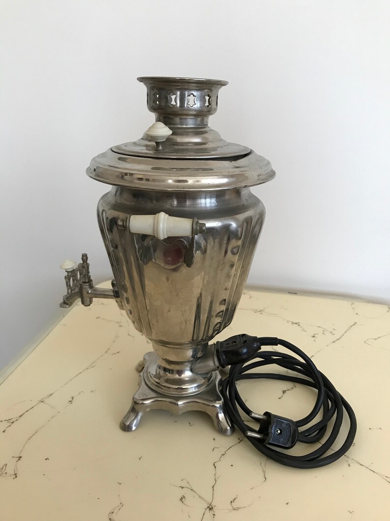 Vintage Russian Samovar Large electric Samovar metal Tea Pot working