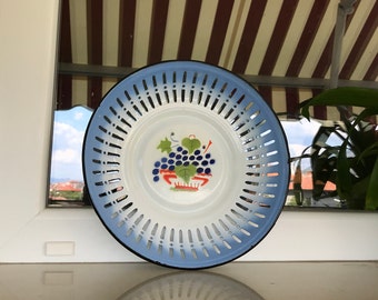 Vintage enamel fruit bowl -fruit basket -kitchen decor