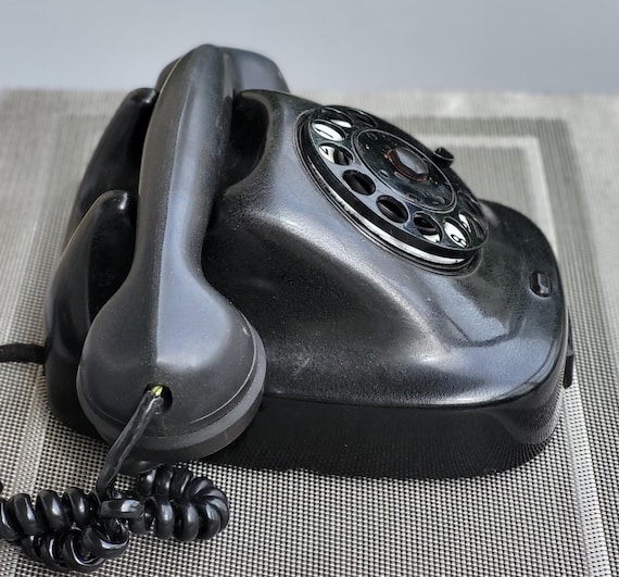 Téléphone Vintage Bakélite Noire DUNYACH ET LECLERT – Ancien TBE