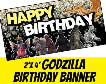 GODZILLA Birthday 4&#39;x2&#39; Matte Banner
