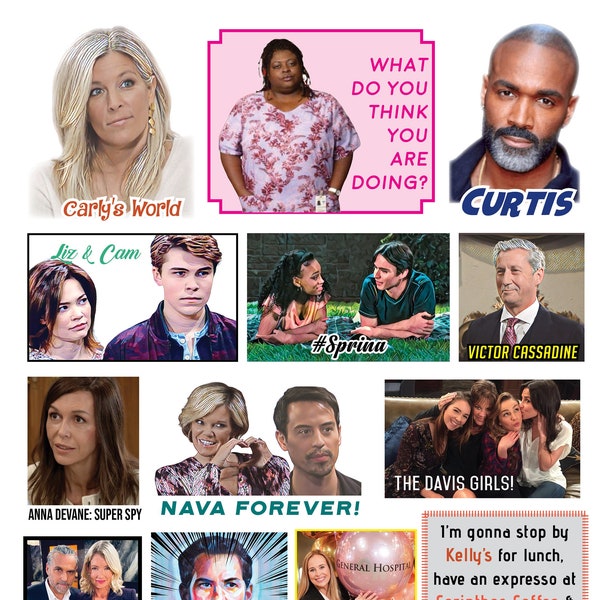 General Hospital Stickers:  Sprina, Nava, Carly, Laura, Sonny and more!