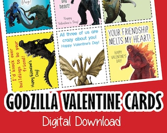Godzilla Valentines/Digital Download/Printable