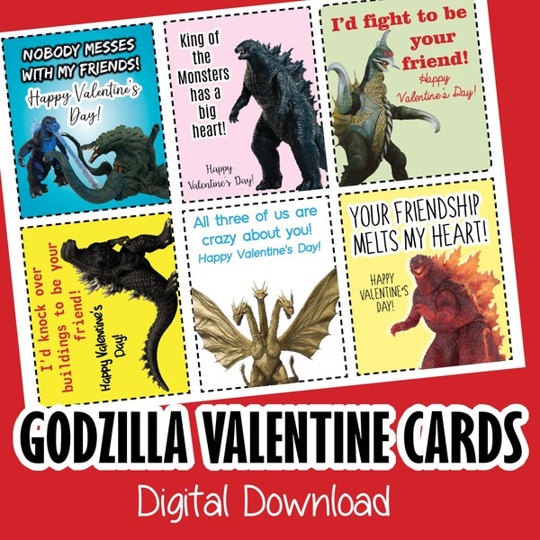 Godzilla Valentines/Digital Download/Printable