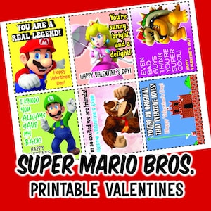 Super Mario Valentines/Printable Cards/Digital Download/Nintendo