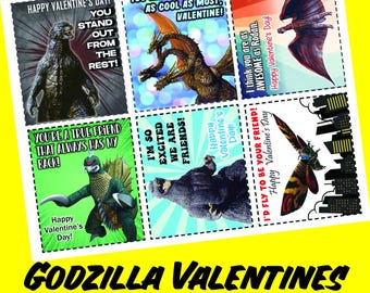 GODZILLA VALENTINE CARDS/Digital Download/Printable