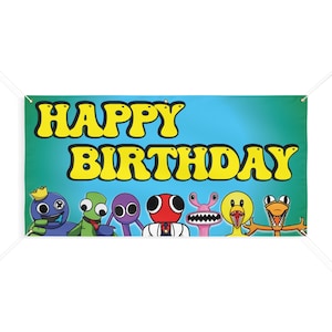 Rainbow Friends Birthday 4&#39;x2&#39; Matte Banner