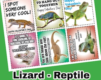 LIZARD VALENTINE CARDS/Reptiles/Digital Download/Printable