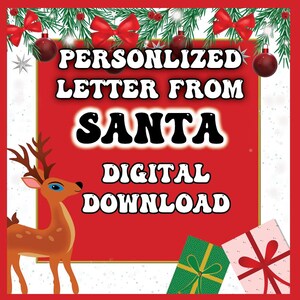 Personalisierter Brief von Santa / Download und Print/Custom für jedes Kind