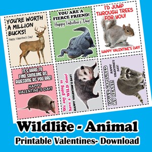 TARJETAS DE SAN VALENTÍN DE VIDA SILVESTRE/Reptiles/Descarga digital/Imprimible